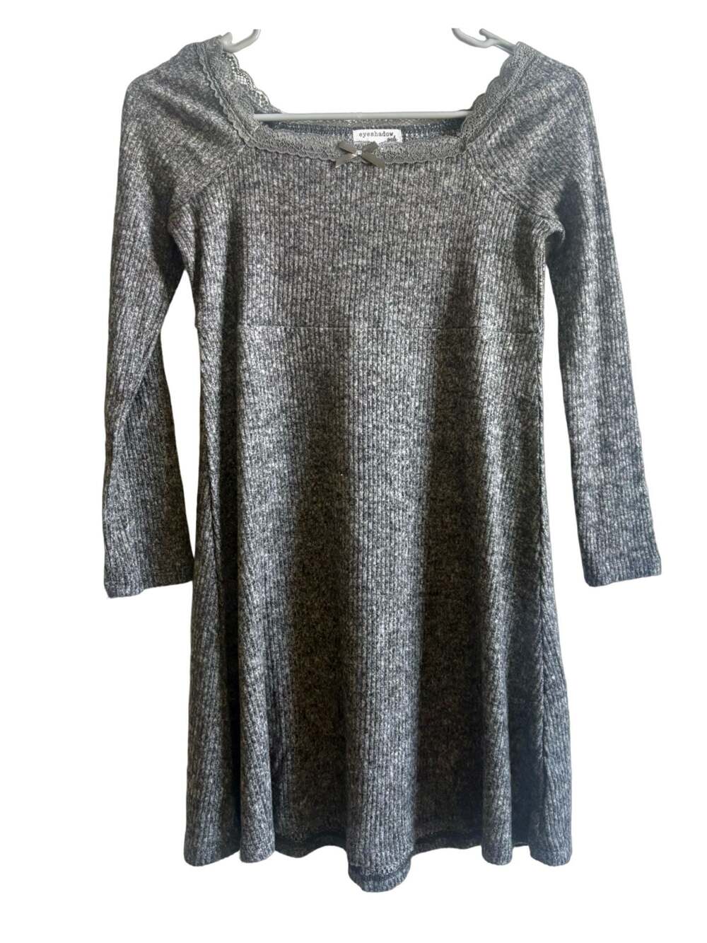 Eyeshadow Girls Ribbed Knit Dress Gray Size XL (16)